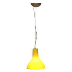 Mid-Century Modern Italian Pendant Lamp Murano Yellow Glass with Satin Finish