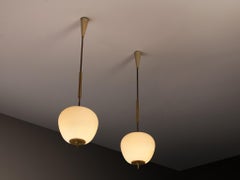 Lampade a sospensione italiane in stile Mid-Century Modern, in ottone e vetro