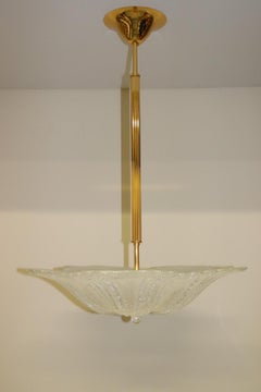 Mid-Century Modern Italian Pendant Light Murano Cast Glass Crystal-Graniglia