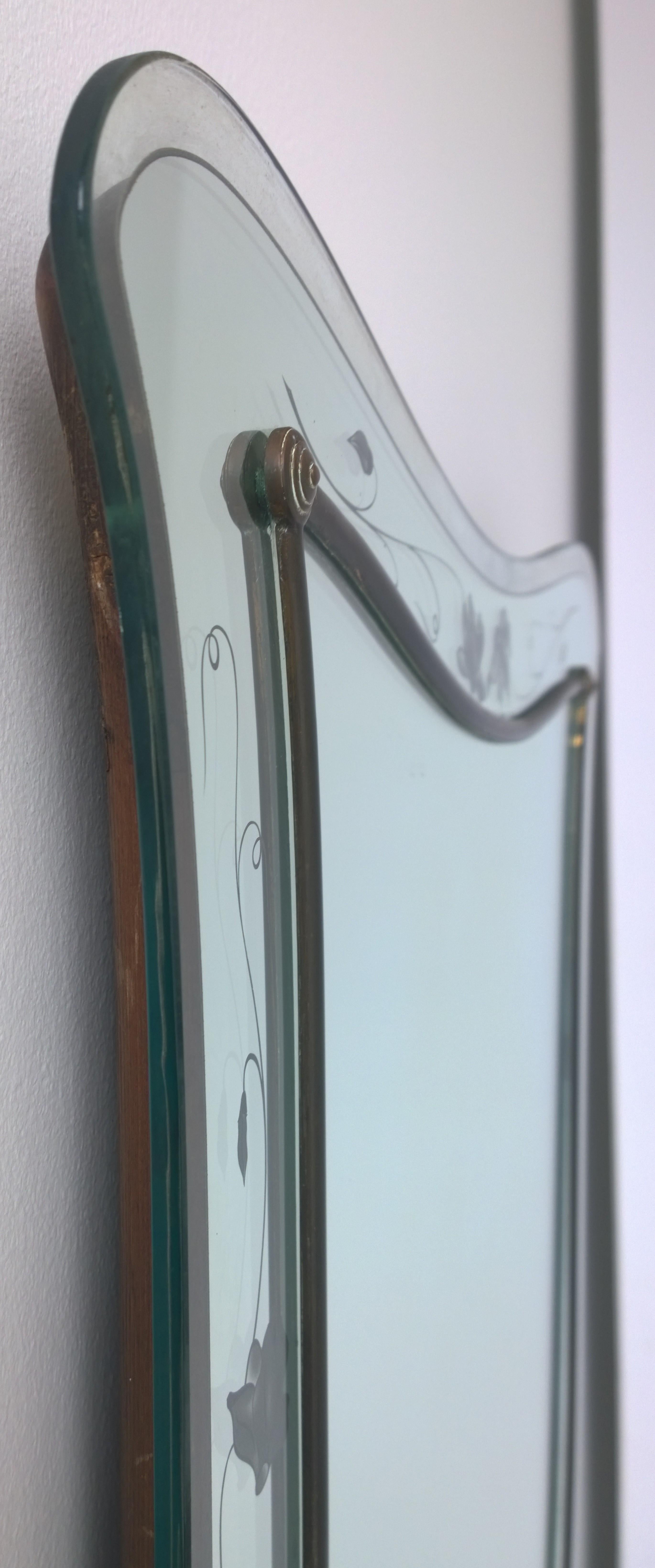 Mid-Century Modern Italian Pietra Cheisa Fontana Arte Style Etched Glass Mirror 3
