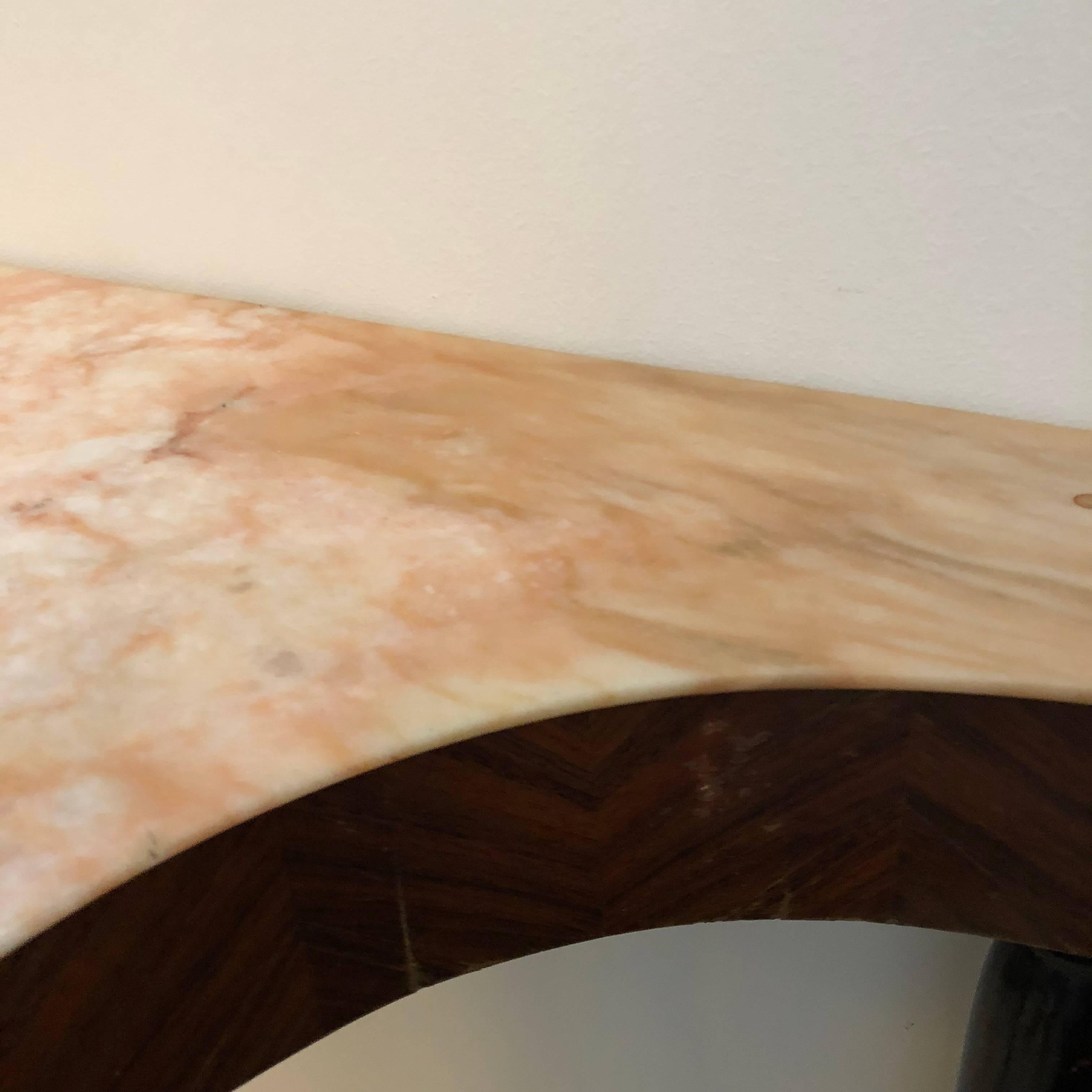 Mid-Century Modern Italian Pink Marble and Rosewood Console, circa 1950 3