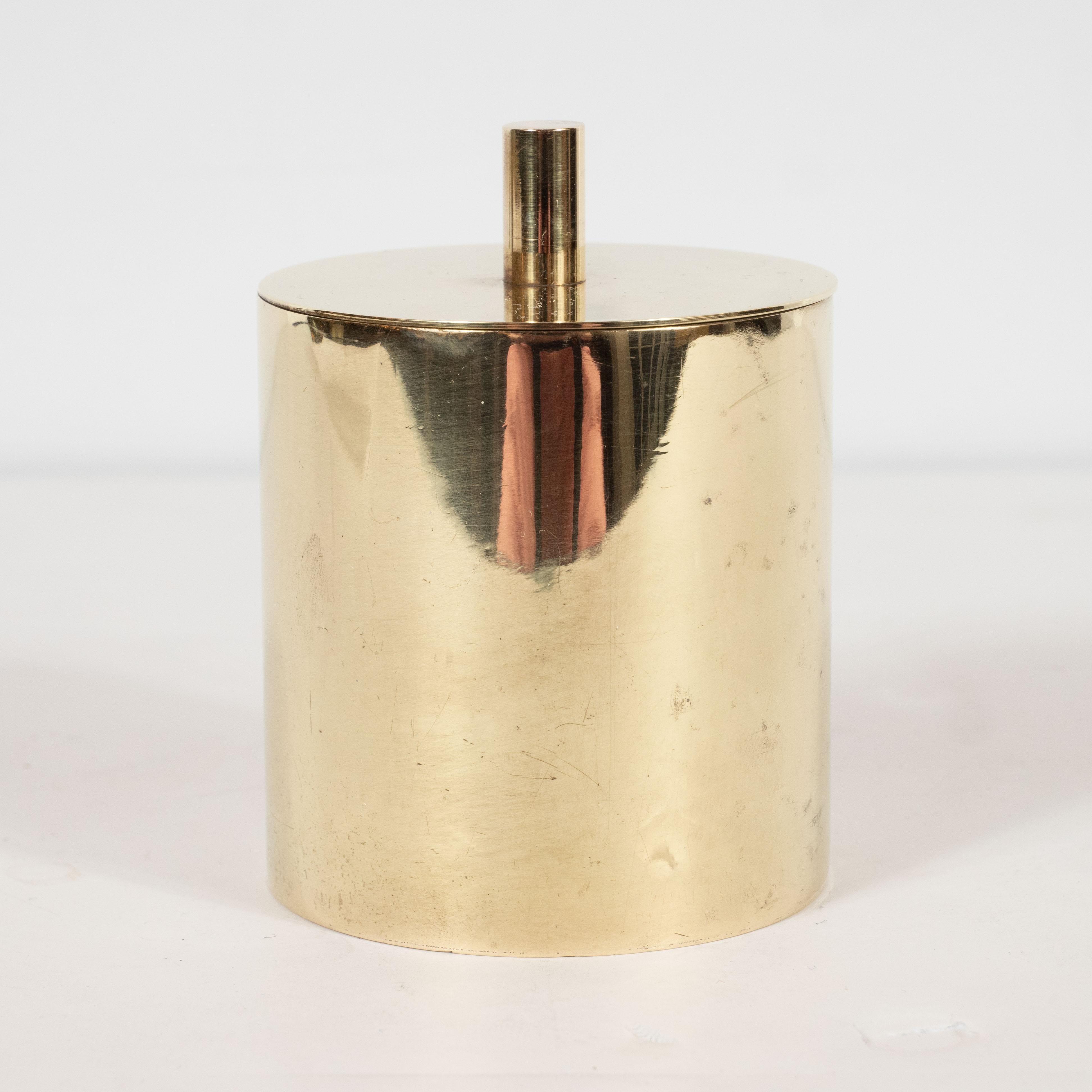 Mid-Century Modern Italian Polished Brass Cylindrical Box by Arredoluce In Excellent Condition In New York, NY