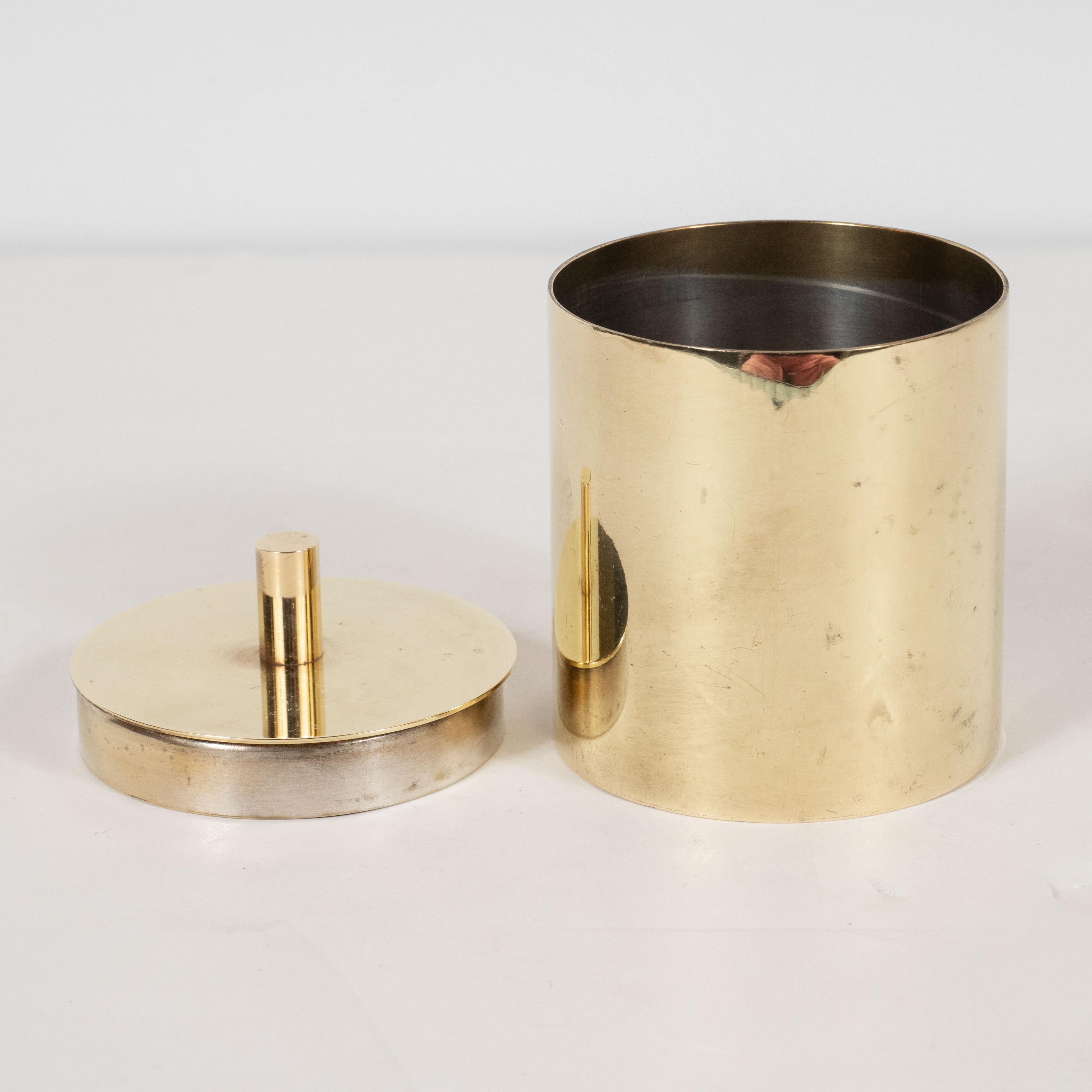 Mid-Century Modern Italian Polished Brass Cylindrical Box by Arredoluce 1