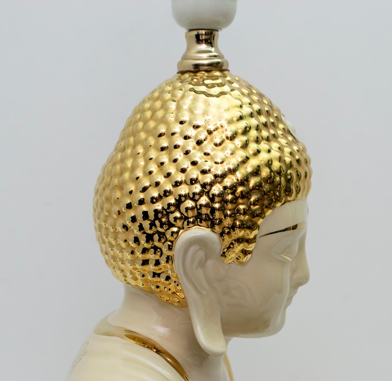 Lampada da tavolo Buddha in porcellana italiana della metà del secolo scorso di Zanotto, anni '70 in vendita 4