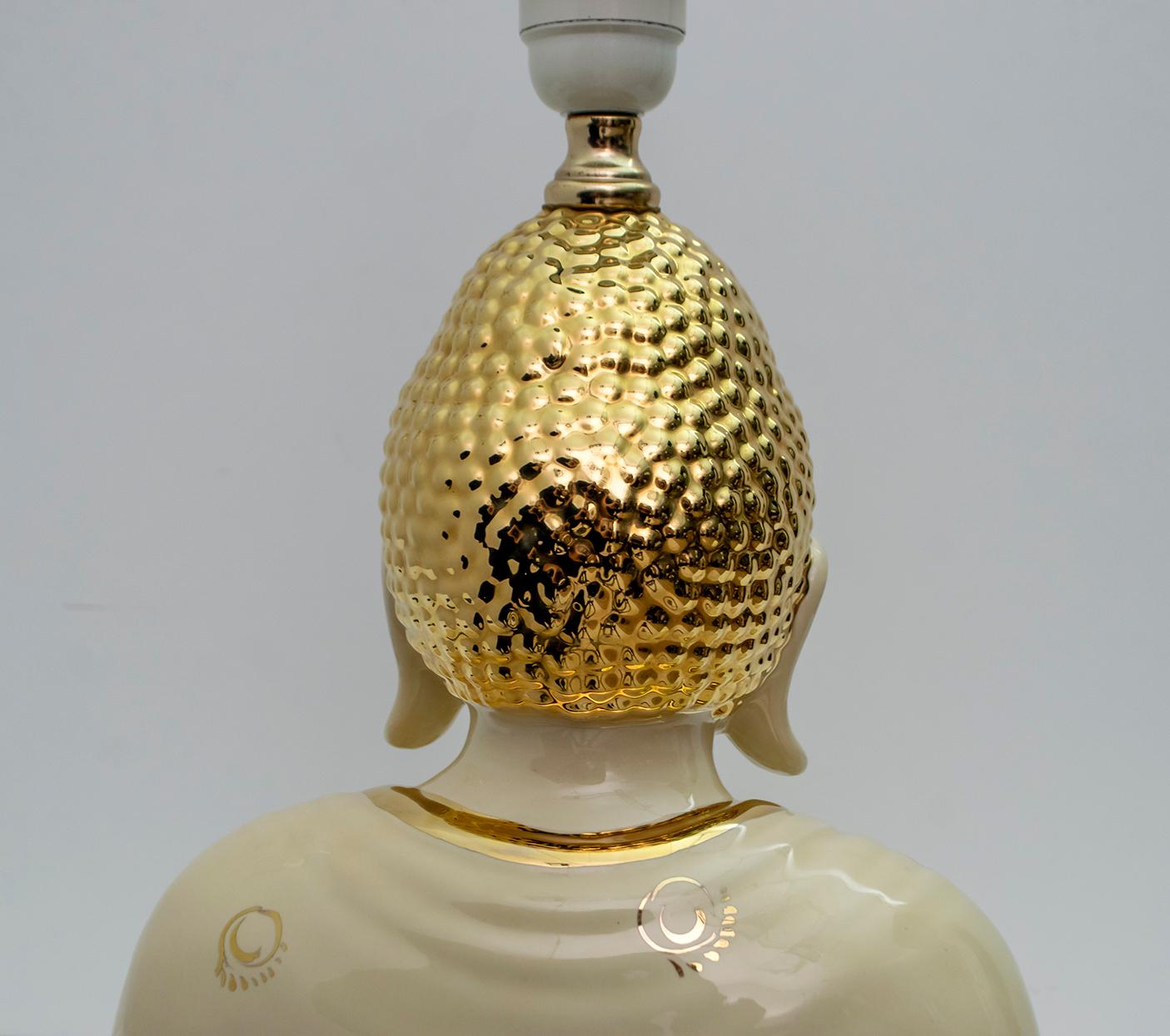 Lampe de table Bouddha en porcelaine italienne moderne du milieu du siècle dernier par Zanotto, 1970 en vente 6