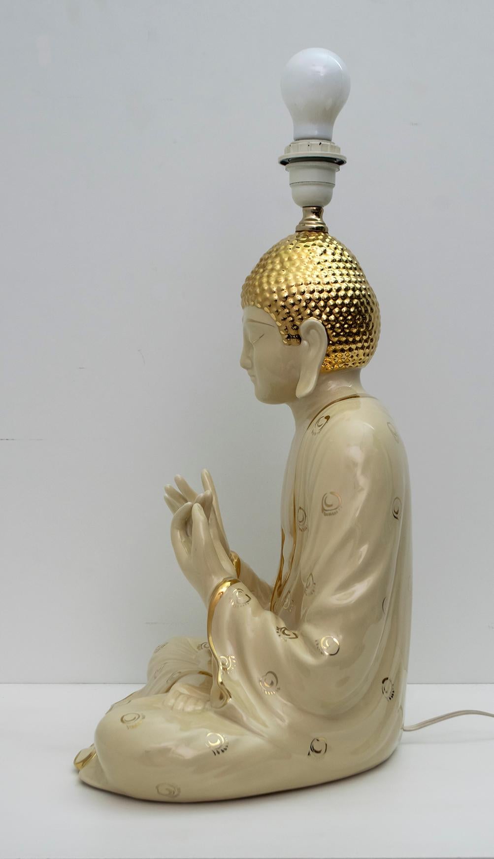 Mid-Century Modern Lampe de table Bouddha en porcelaine italienne moderne du milieu du siècle dernier par Zanotto, 1970 en vente