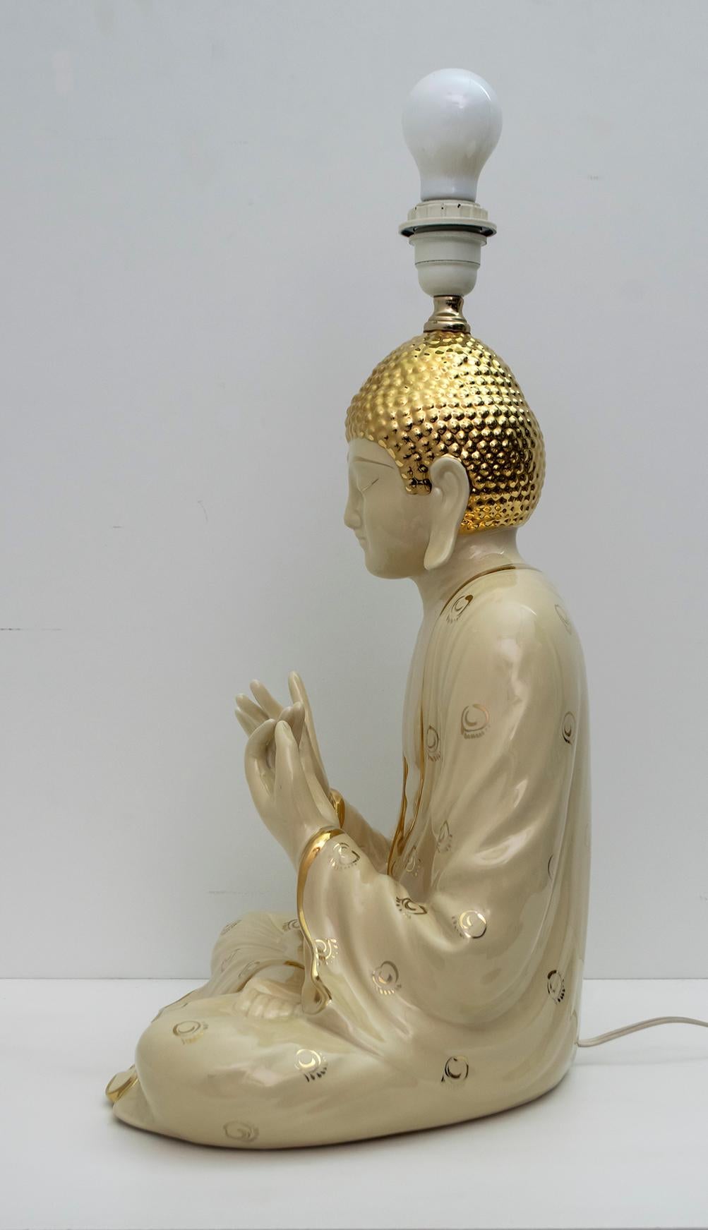 Mid-Century moderno Lampada da tavolo Buddha in porcellana italiana della metà del secolo scorso di Zanotto, anni '70 in vendita