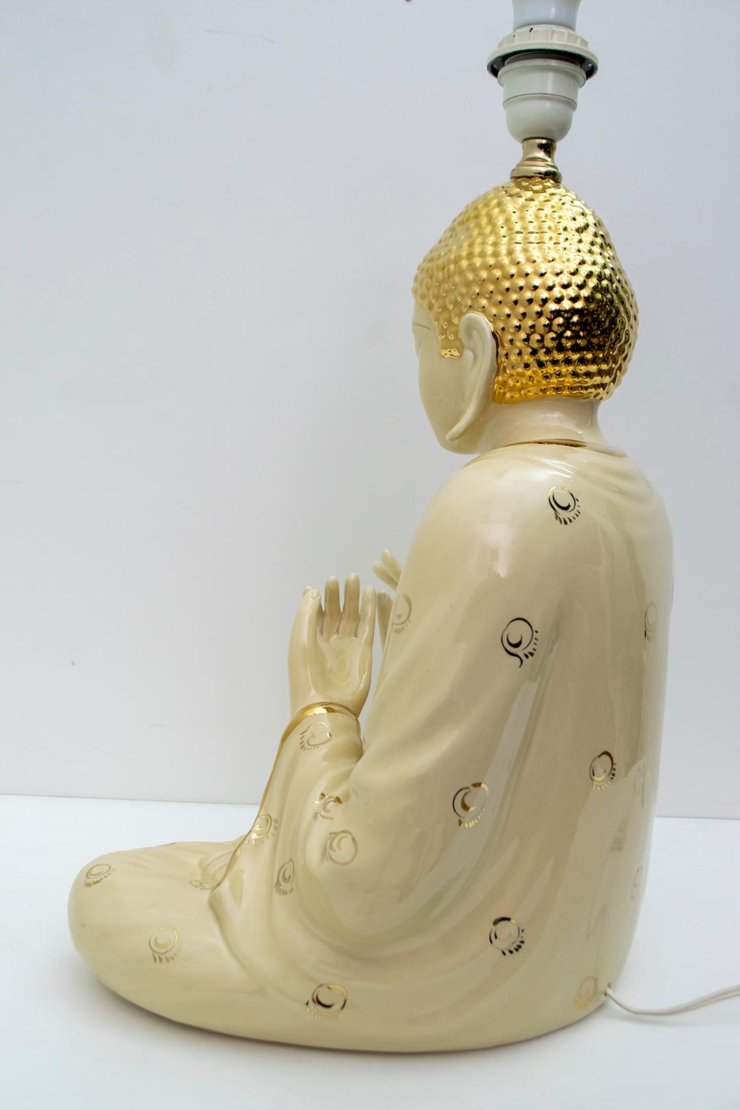 Lampe de table Bouddha en porcelaine italienne moderne du milieu du siècle dernier par Zanotto, 1970 en vente 1