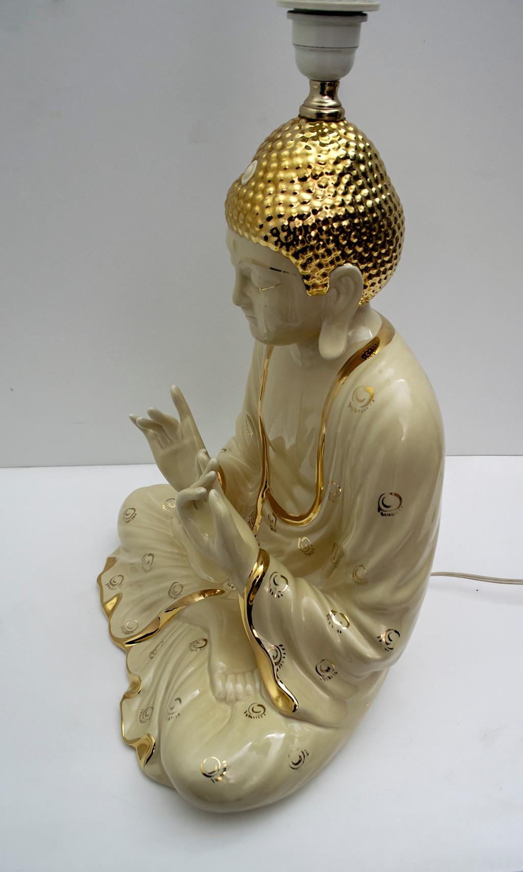 Lampe de table Bouddha en porcelaine italienne moderne du milieu du siècle dernier par Zanotto, 1970 en vente 2