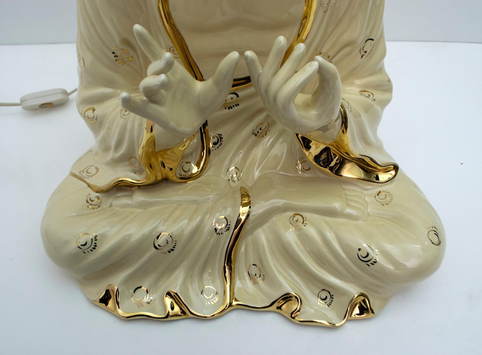 Lampe de table Bouddha en porcelaine italienne moderne du milieu du siècle dernier par Zanotto, 1970 en vente 3