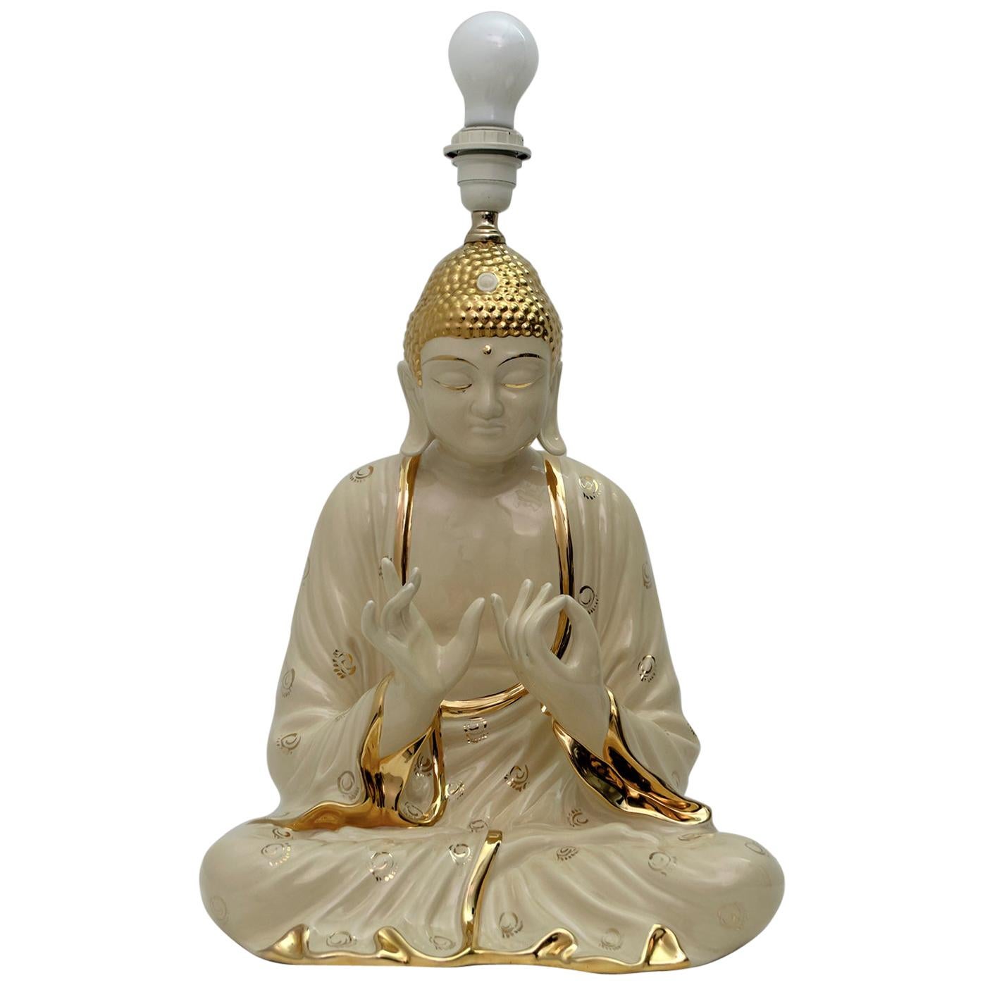 Mid-Century Modern Italian Porcelain Buddha Table Lamp by Zanotto, 1970s