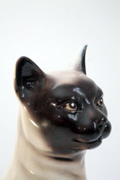 Mid-century modern Italian Porcelain Siamese cat (31x18x14cm) Cool retro decor!