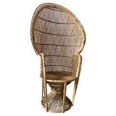 Mid-Century Modern Italian Rattan Peacock Chair from 1970s