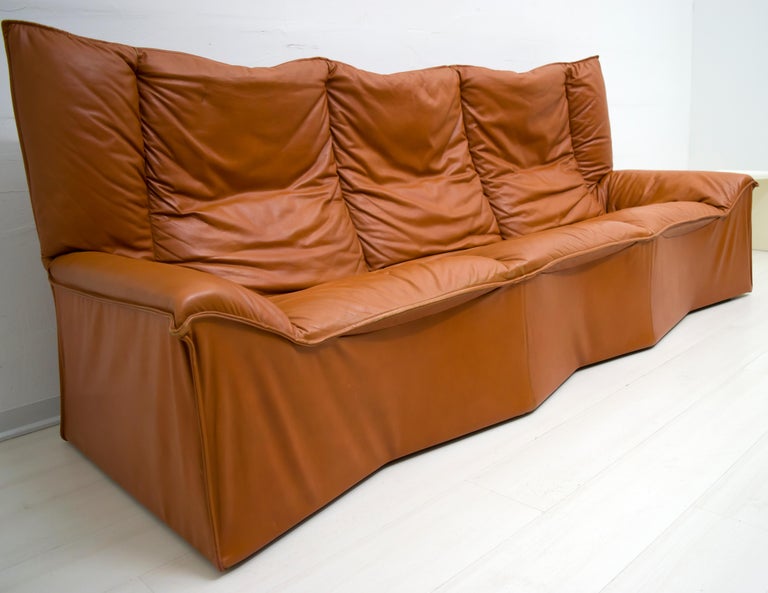 Mid Century Modern Italian Real Leather, Real Leather Sofas