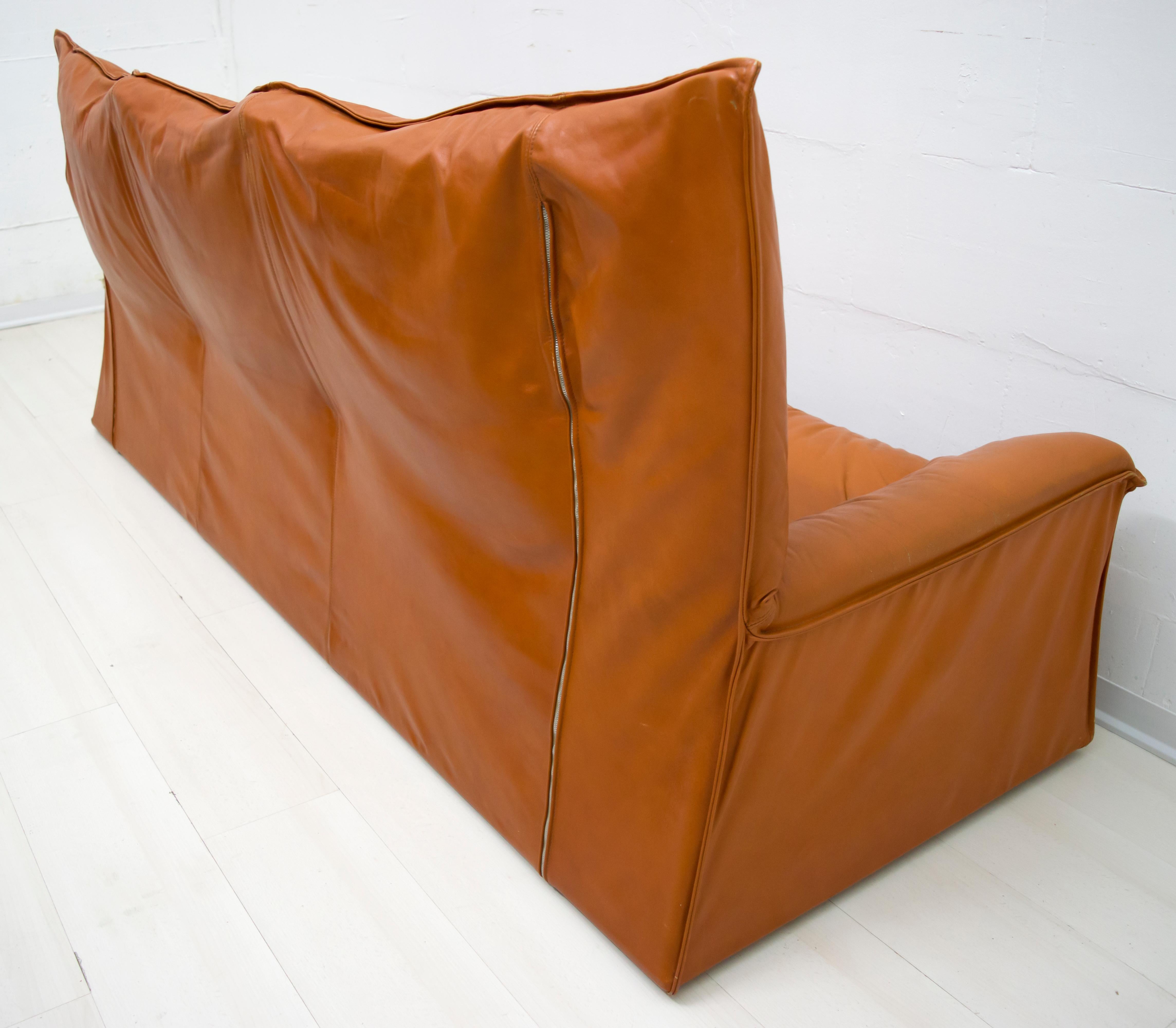 Mid-Century Modern Italian Real Leather Sofa by Cinova, 1964s 2