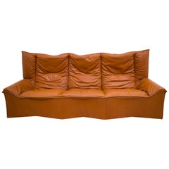 Mid-Century Modern Italian Real Leather Sofa by Cinova, 1964s
