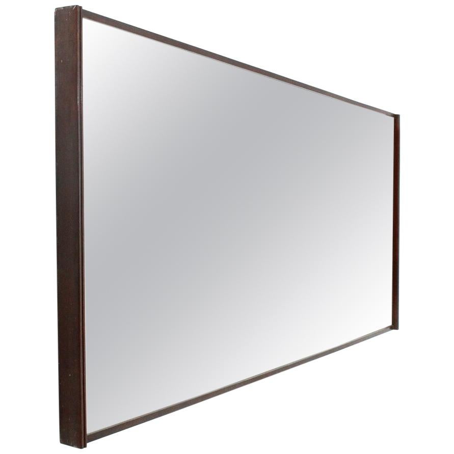 Mid-Century Modern Italian Rectangular Wooden Frame Mirror, 1950s For Sale