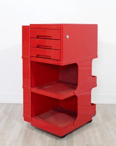 Mid-Century Modern Italian Red Drawer Artist Trolley Giovanni Pelis Stile Neolt