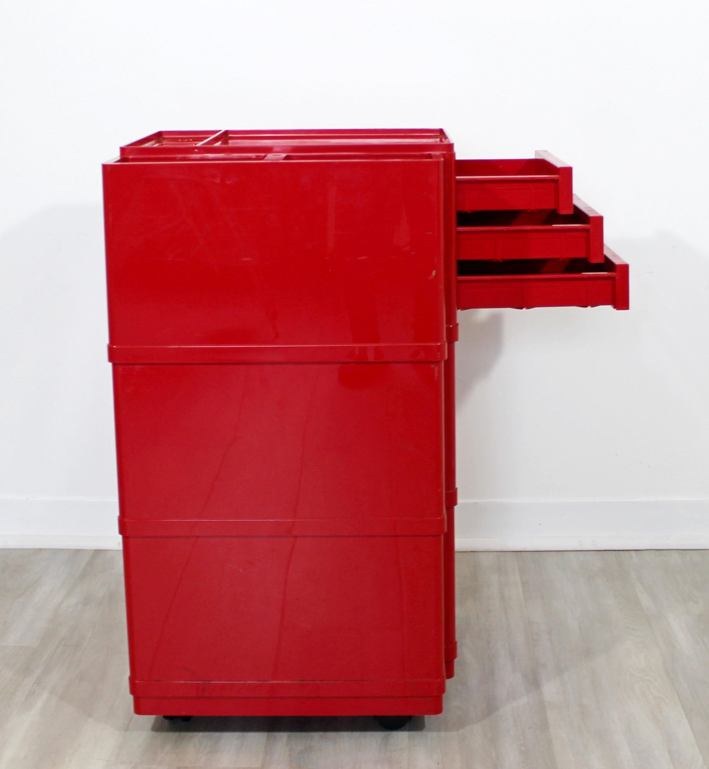 Mid-20th Century Mid-Century Modern Italian Red Drawer Artist Trolley Giovanni Pelis Stile Neolt