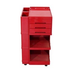 Mid-Century Modern Italian Red Drawer Artist Trolley Giovanni Pelis Stile Neolt