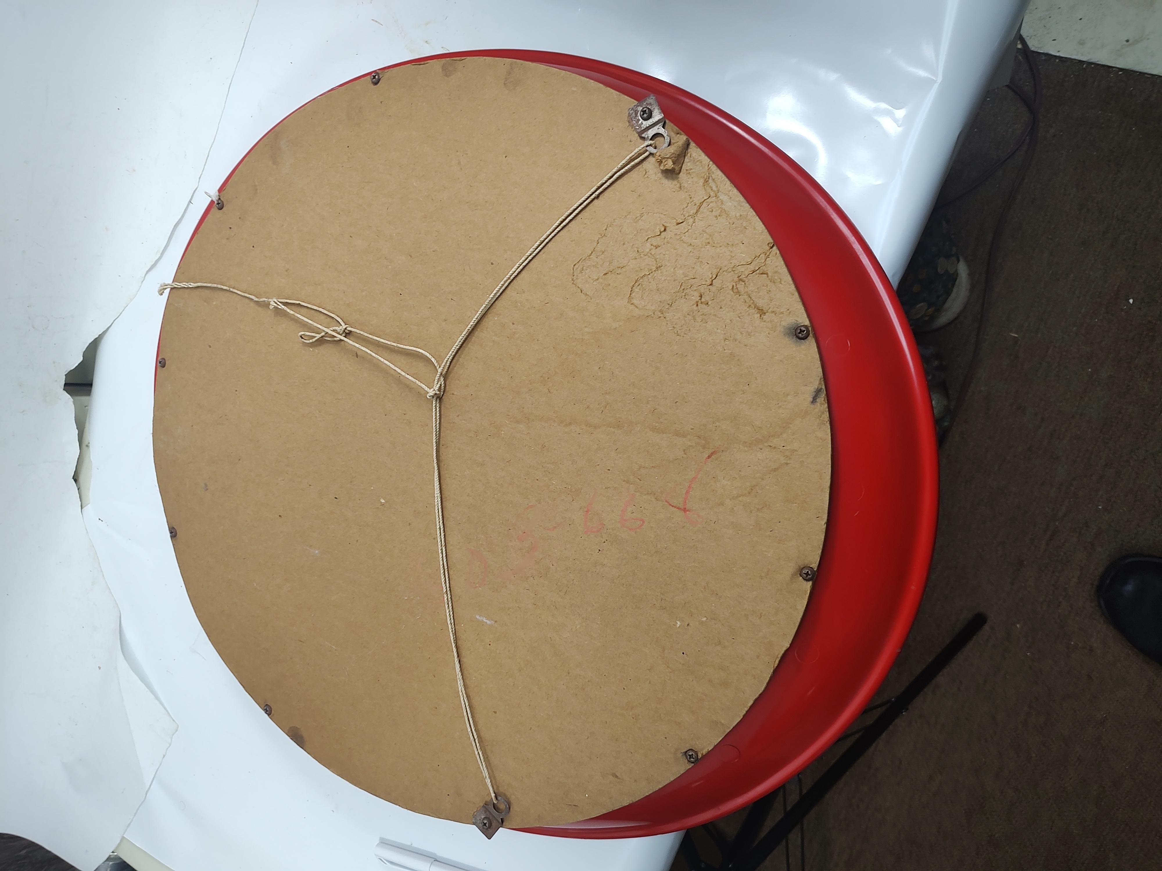 Mid-Century Modern Mid Century Modern Italian Red Plastic Oval Mirror Attributed to Joe Colombo