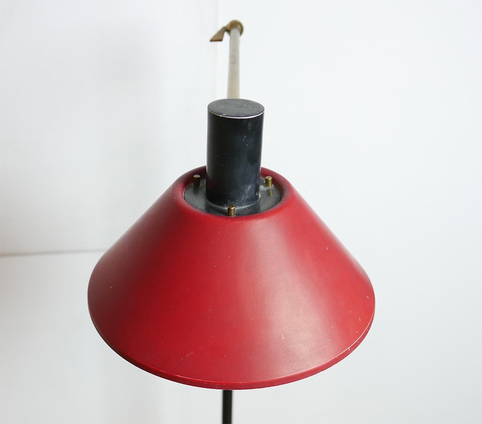 Mid-Century Modern Italian Red Stilux Floor Lamp, Milano, 1950s 2