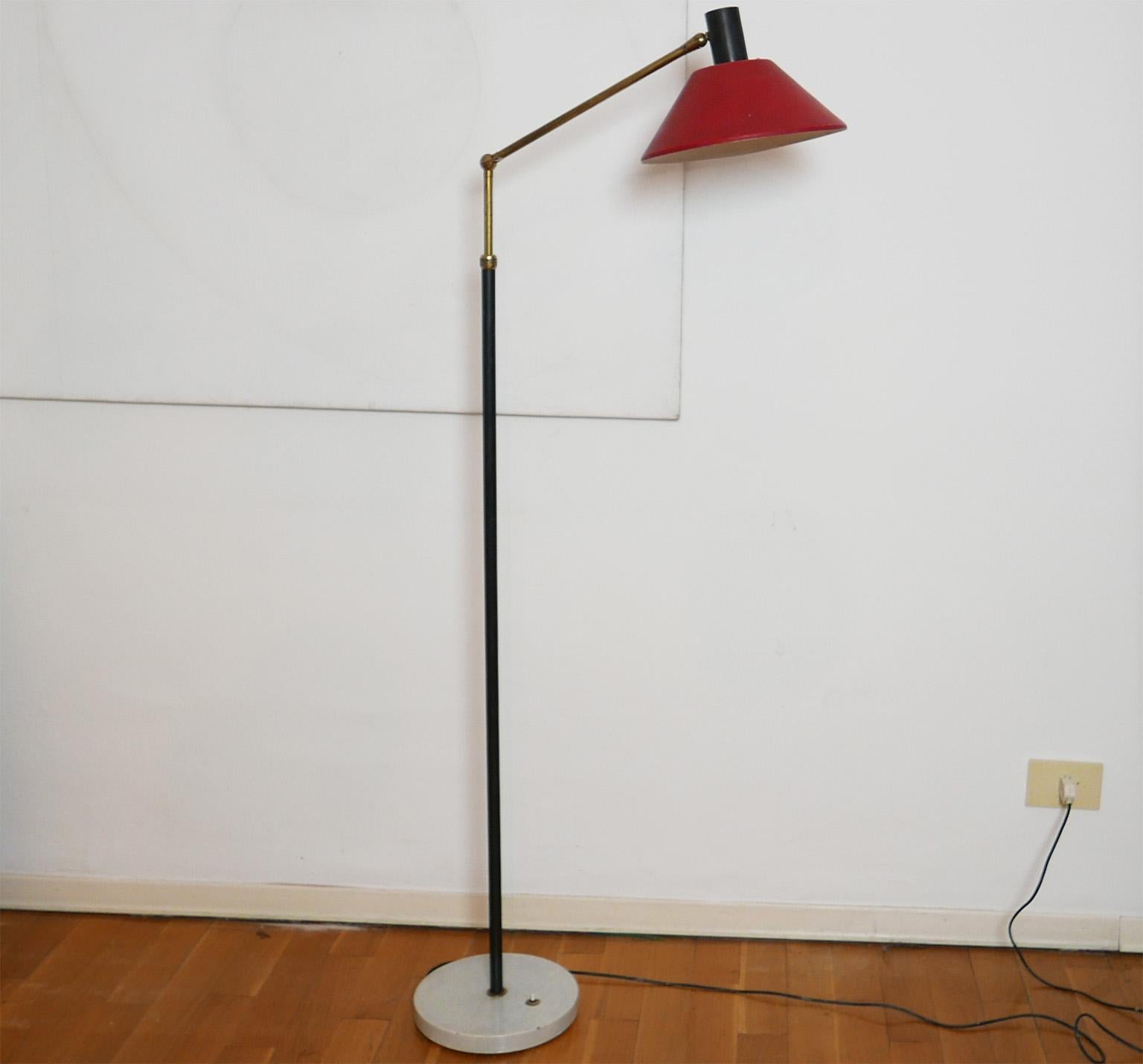 Mid-Century Modern Italian Red Stilux Floor Lamp, Milano, 1950s 3