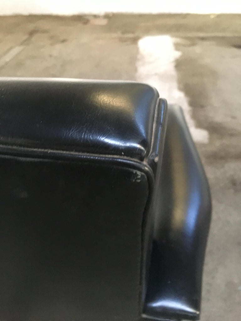 Mid-Century Modern Italian Revolving Office Black Faux Leather Armchairs, 1960s For Sale 6