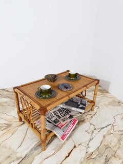 Mid-Century Modern Italian Riviera Coffe Table, in Bamboo, Rattan & Wicker, 60s