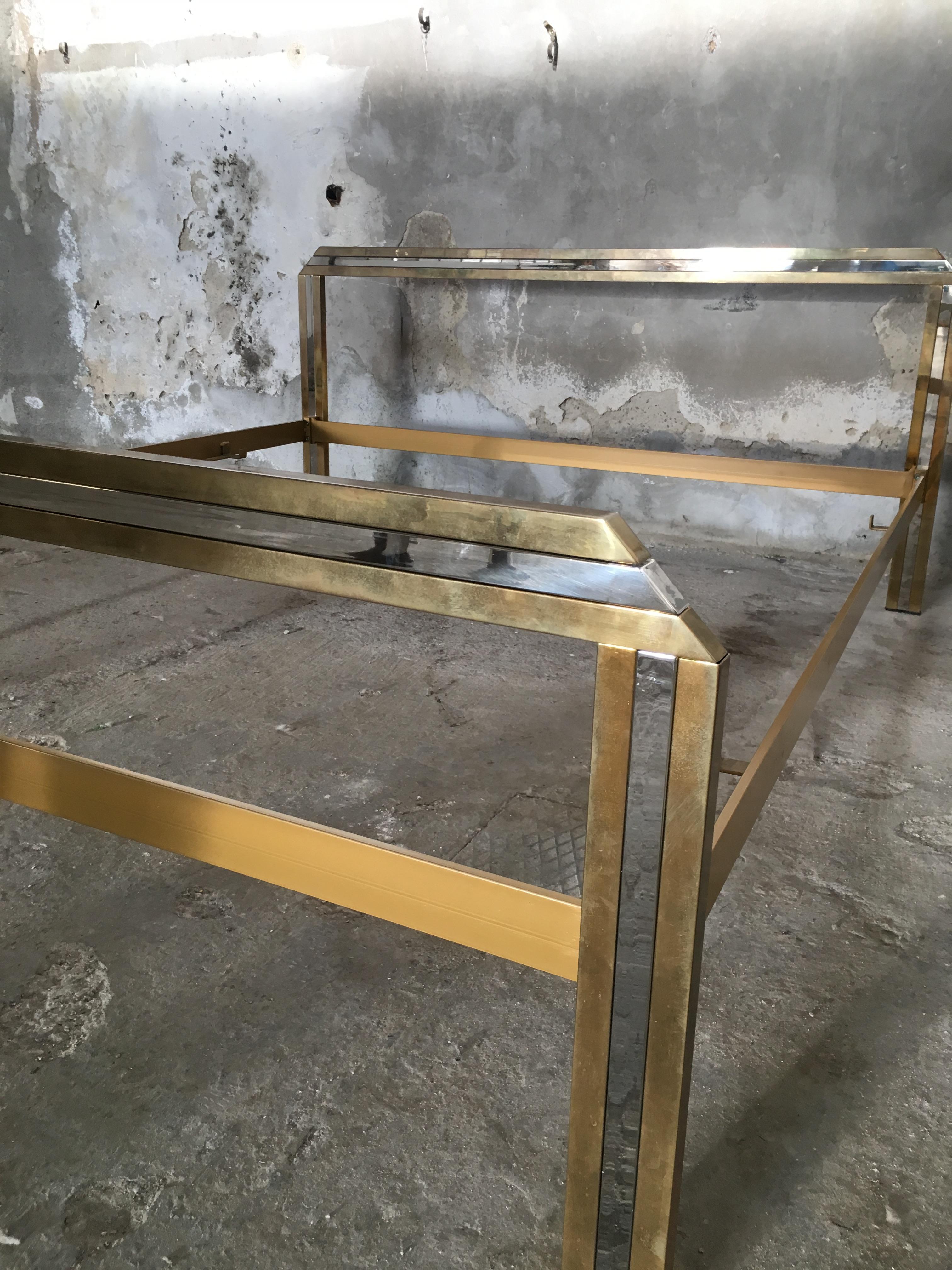 Mid-Century Modern Italian Romeo Rega Brass and Chrome Double Bed, 1970s For Sale 1