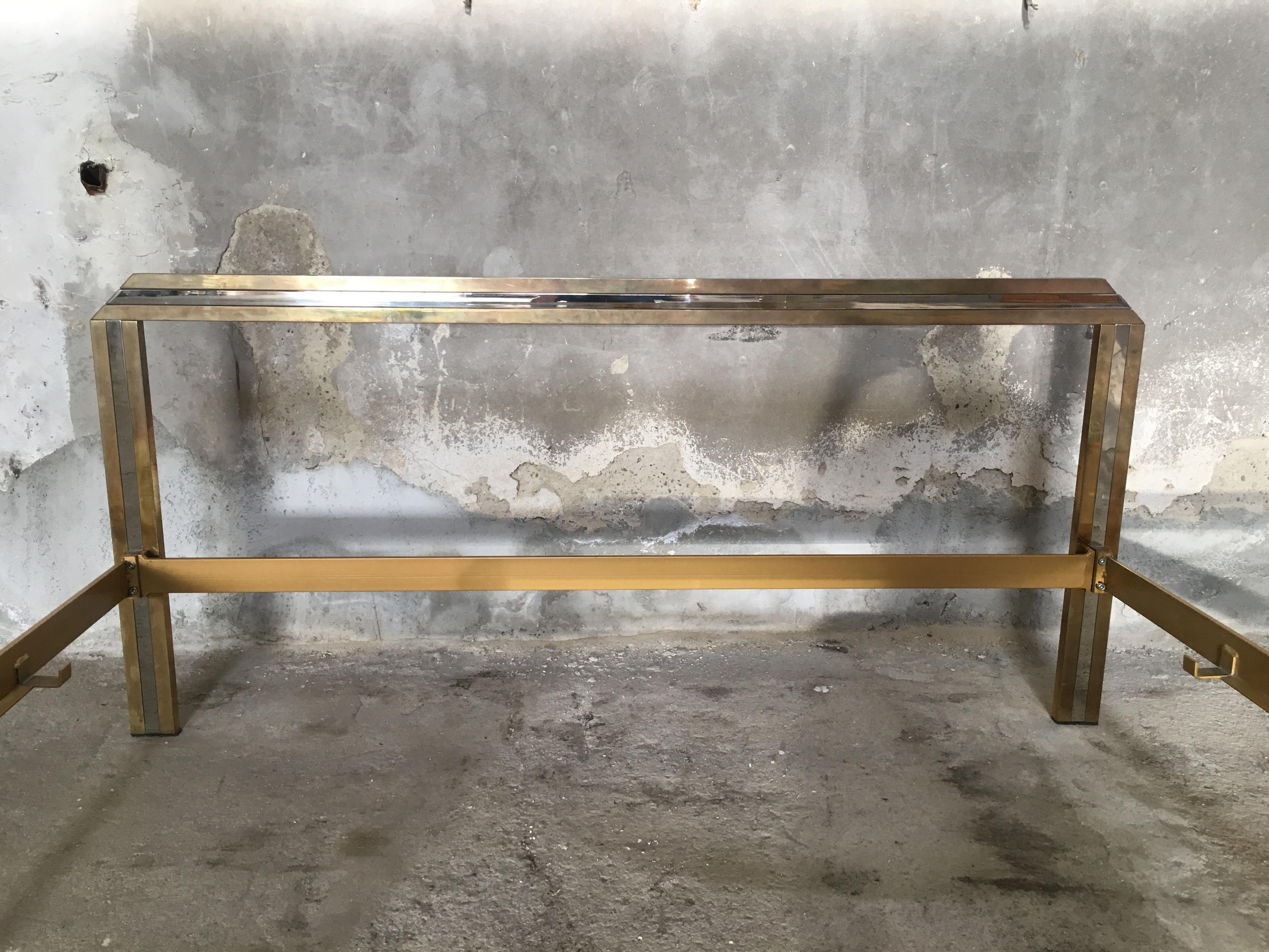 Mid-Century Modern Italian Romeo Rega Brass and Chrome Double Bed, 1970s For Sale 2