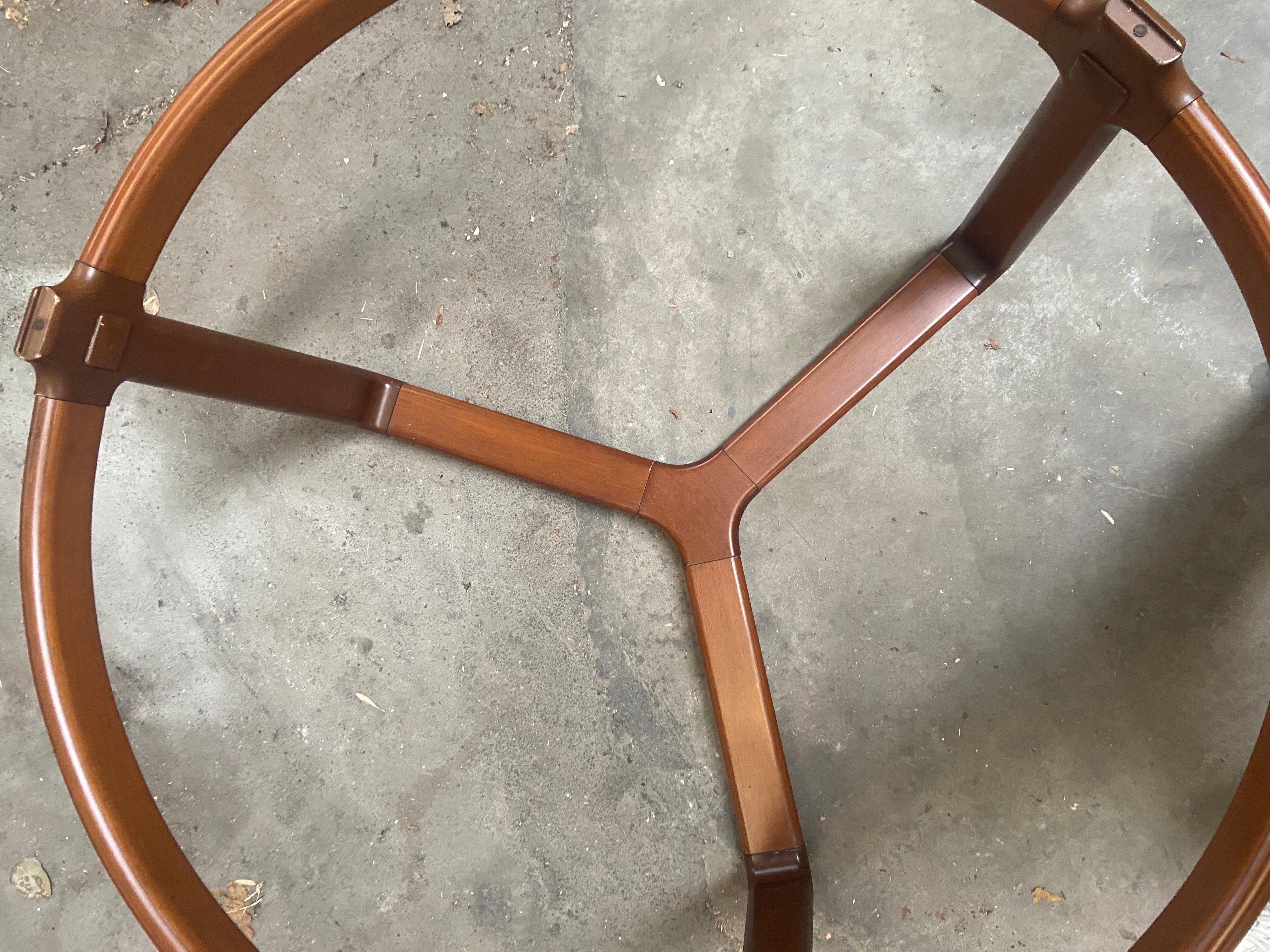 Mid-Century Modern Italian Round Table with Smoked Glass Top and 3 Wooden Chairs For Sale 8