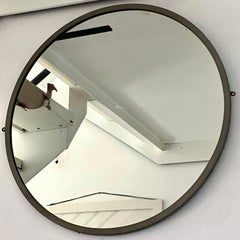 Mid-Century Modern Italian Pair of Round Wall Mirror in Nickel-Plated, 1970s