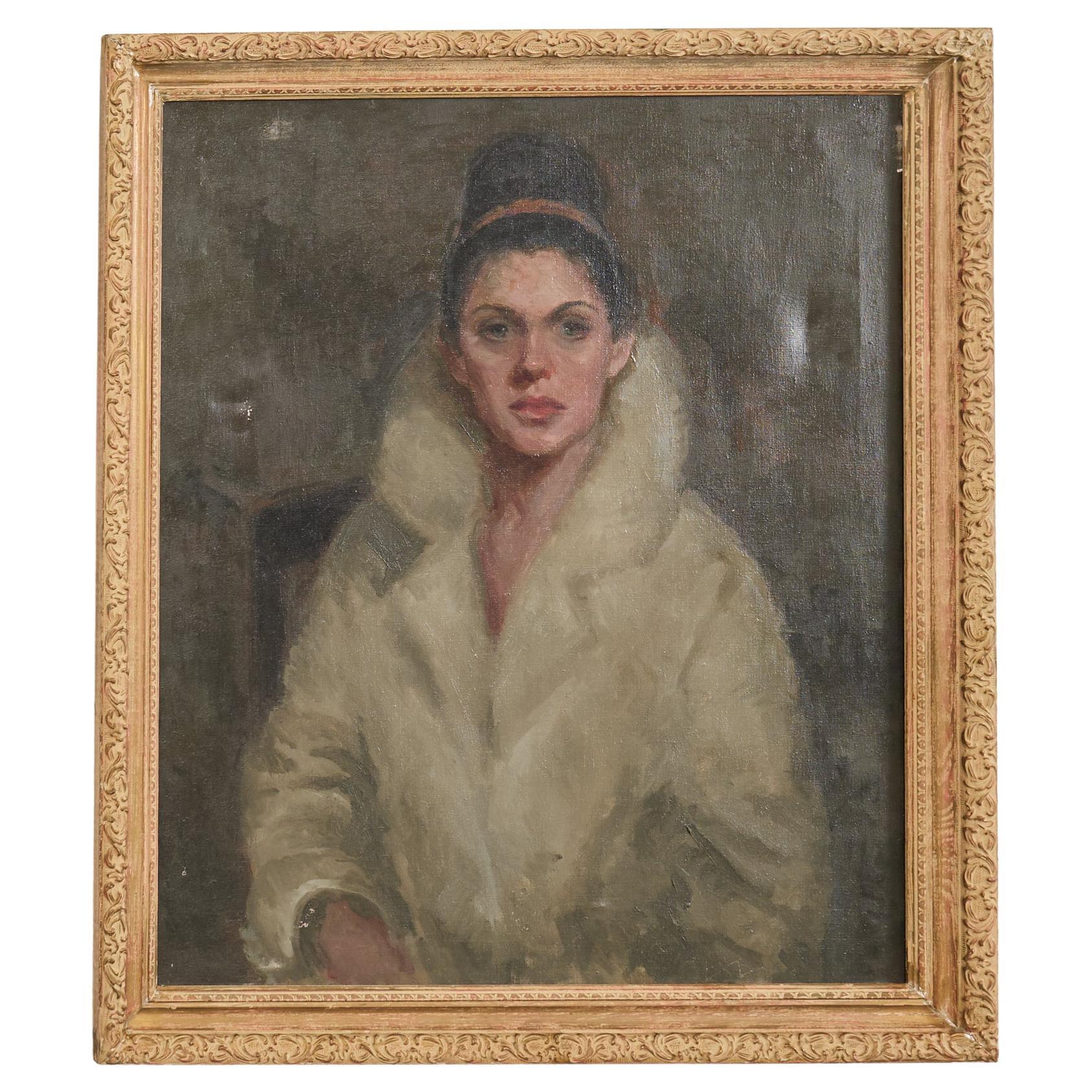 École italienne moderne du milieu du siècle Portrait d'une dame