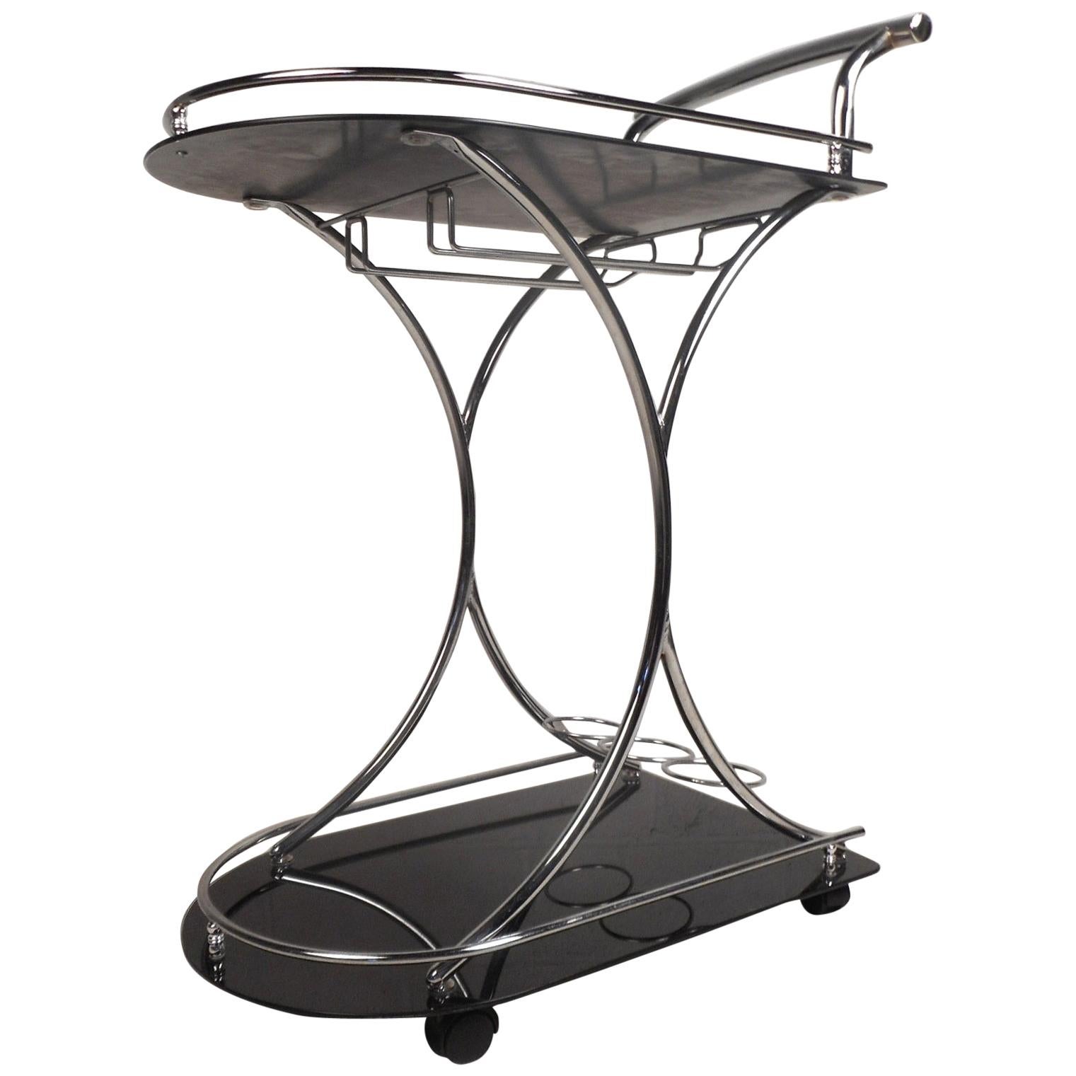 MidCentury Modern Chrome and Glass Martini Cart at 1stDibs