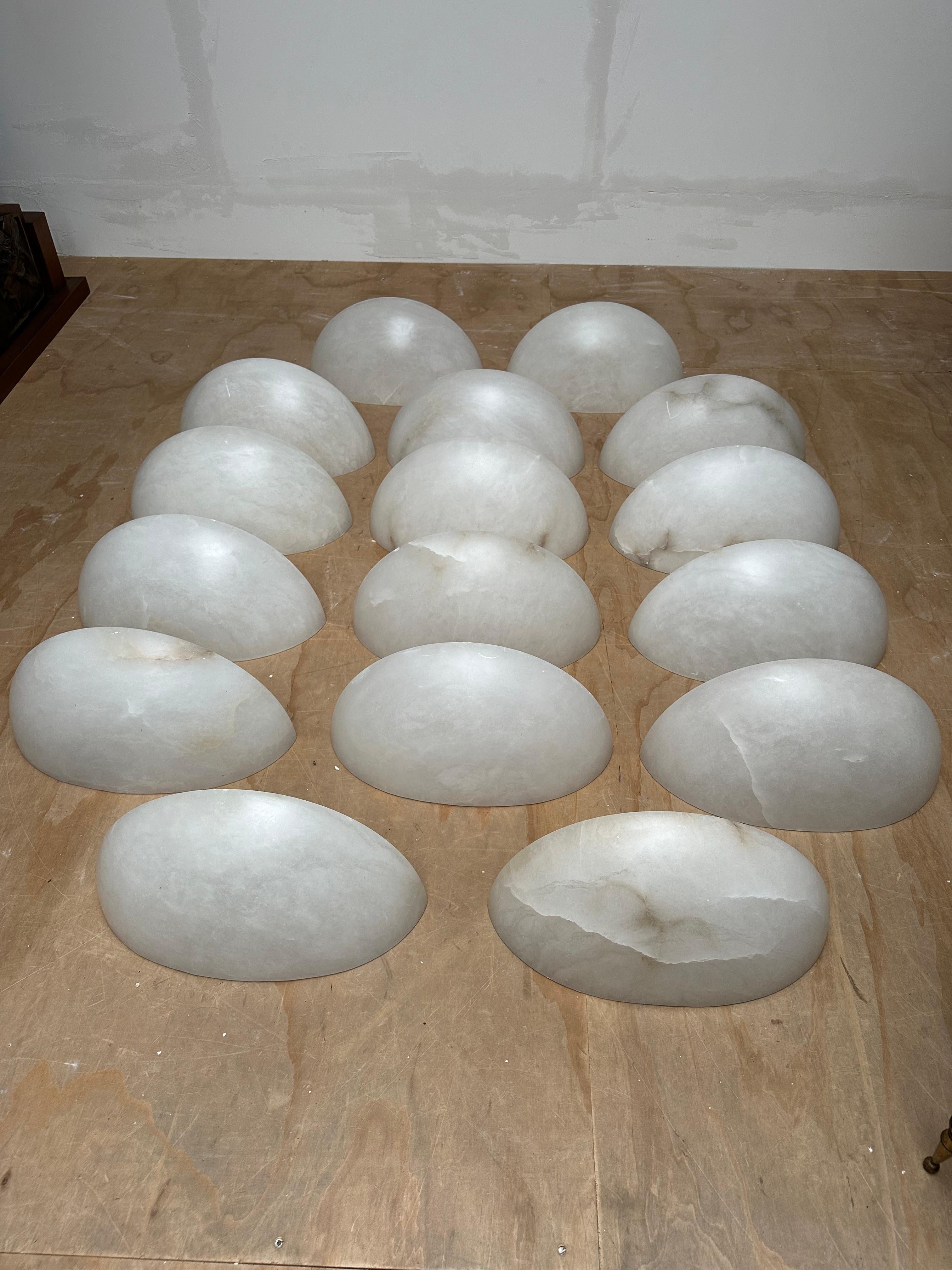 Mid-Century Modern Italian Set of 16 Large Art Deco Style Alabaster Wall Lights For Sale 9