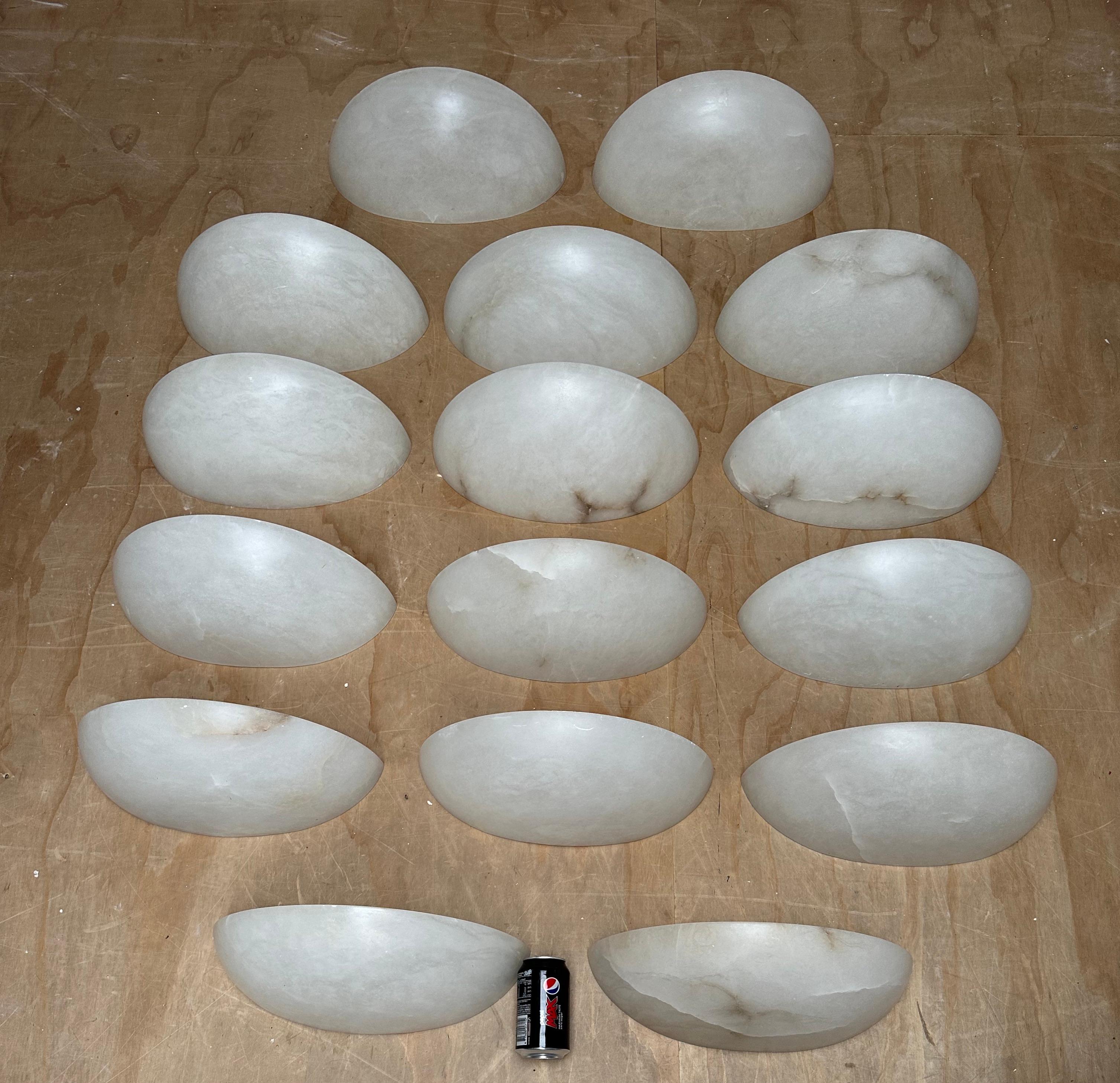 Mid-Century Modern Italian Set of 16 Large Art Deco Style Alabaster Wall Lights For Sale 12