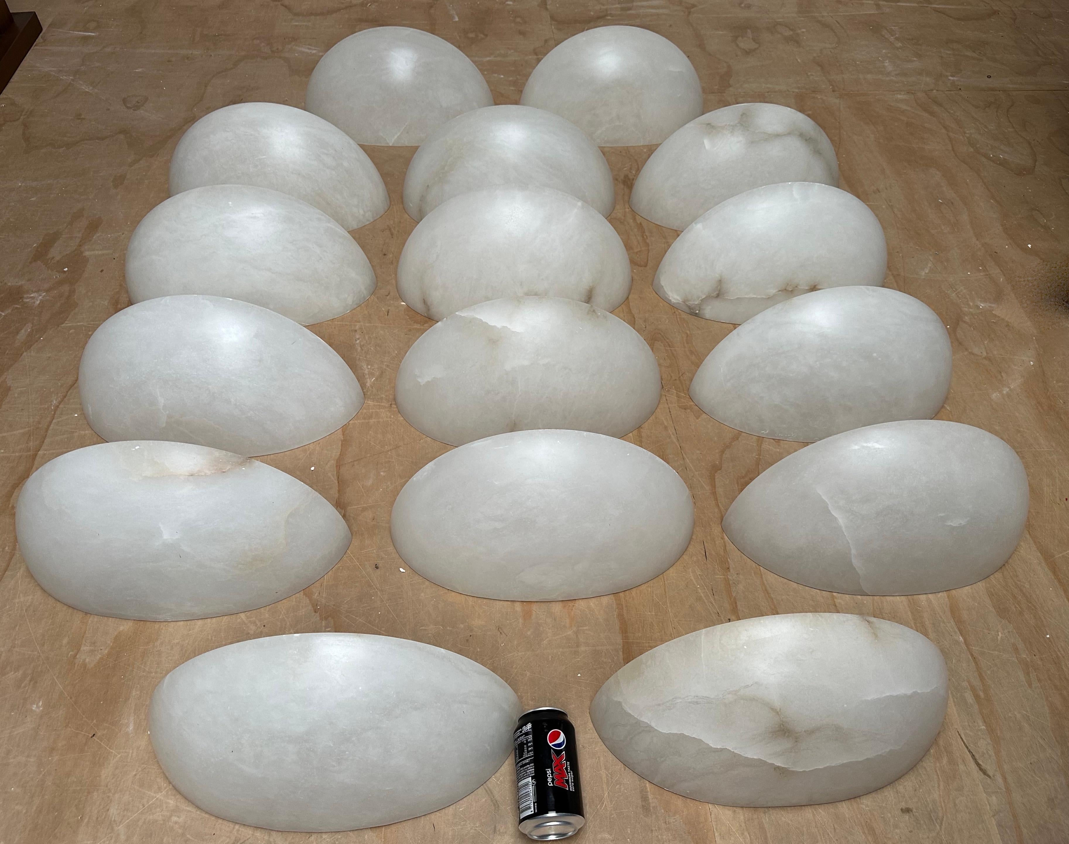 Mid-Century Modern Italian Set of 16 Large Art Deco Style Alabaster Wall Lights For Sale 13
