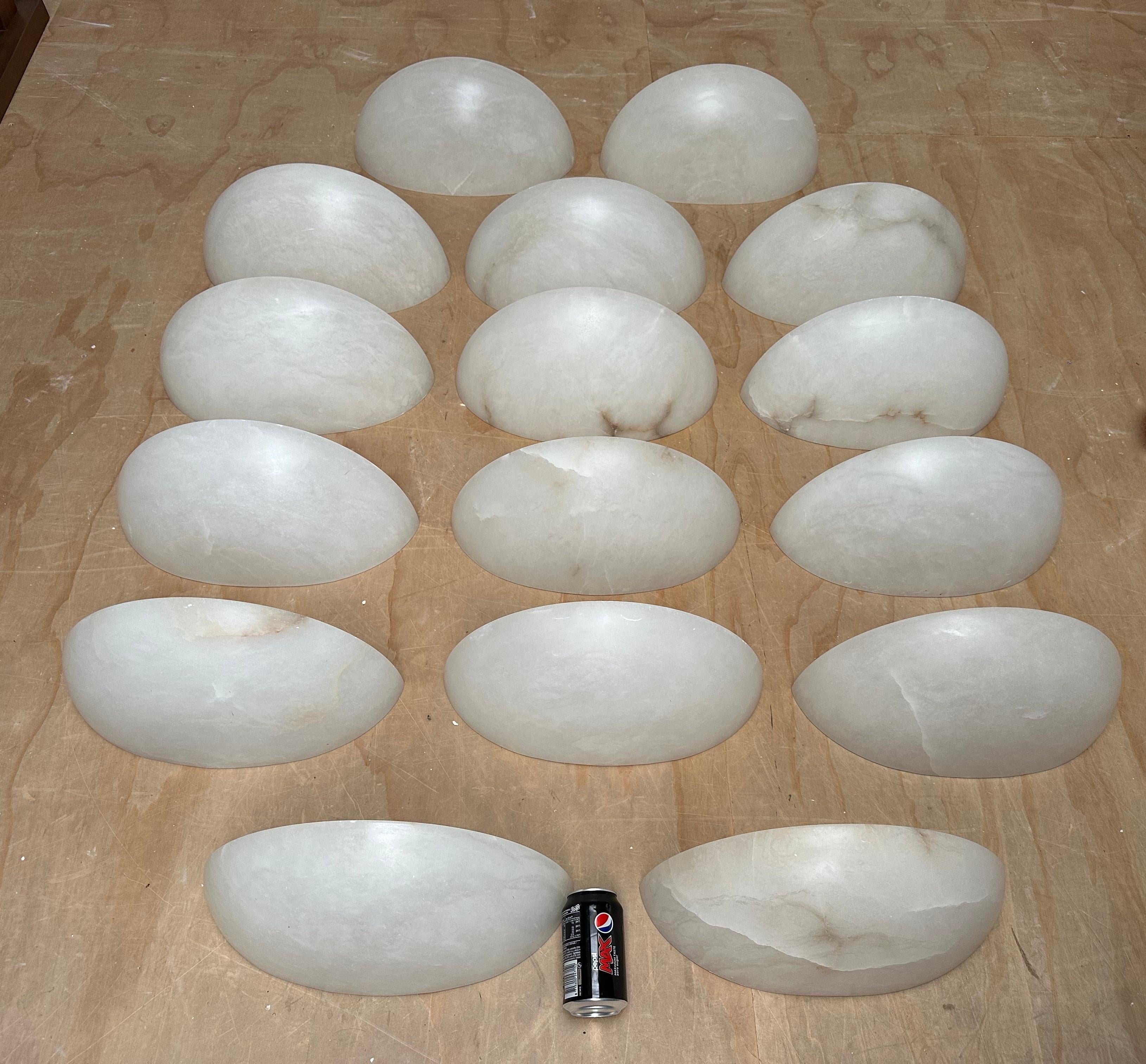 20th Century Mid-Century Modern Italian Set of 16 Large Art Deco Style Alabaster Wall Lights For Sale