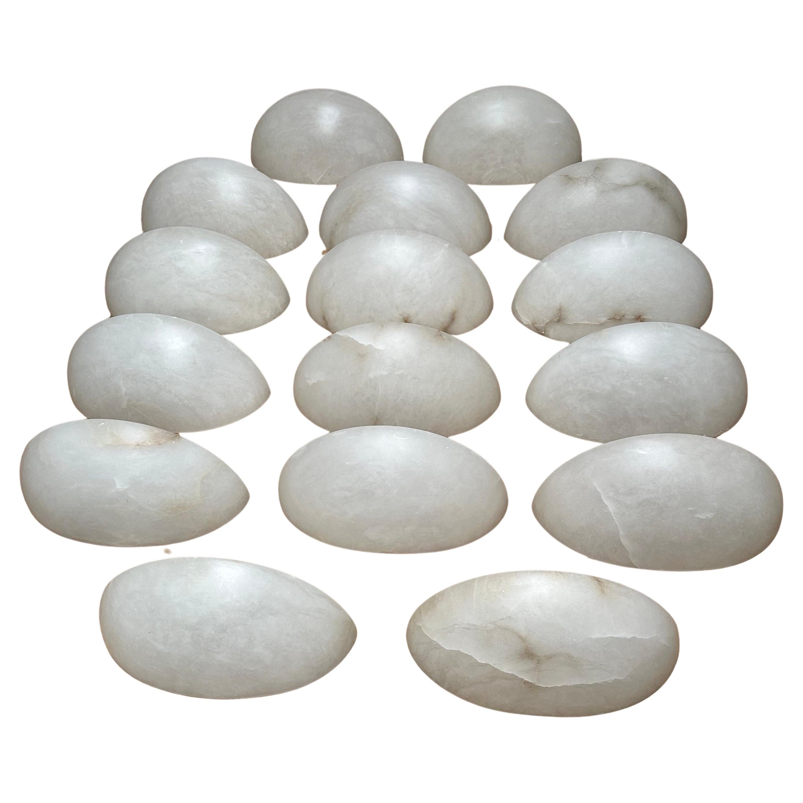 Mid-Century Modern Italian Set of 16 Large Art Deco Style Alabaster Wall Lights For Sale