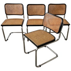 Mid-Century Modern Italian Set of 4 "Cesca" Chairs by Marcel Breuer, 1970s