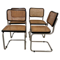 Mid-Century Modern Italian Set of 4 Cesca Chairs by Marcel Breuer, 1970s