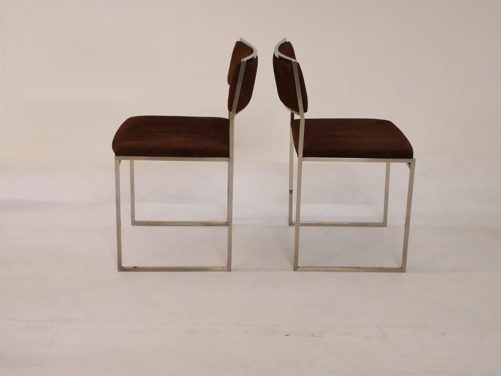 Mid-Century Modern Italian Set of 4 Chairs by Willy Rizzo, 1970s In Good Condition In Prato, IT