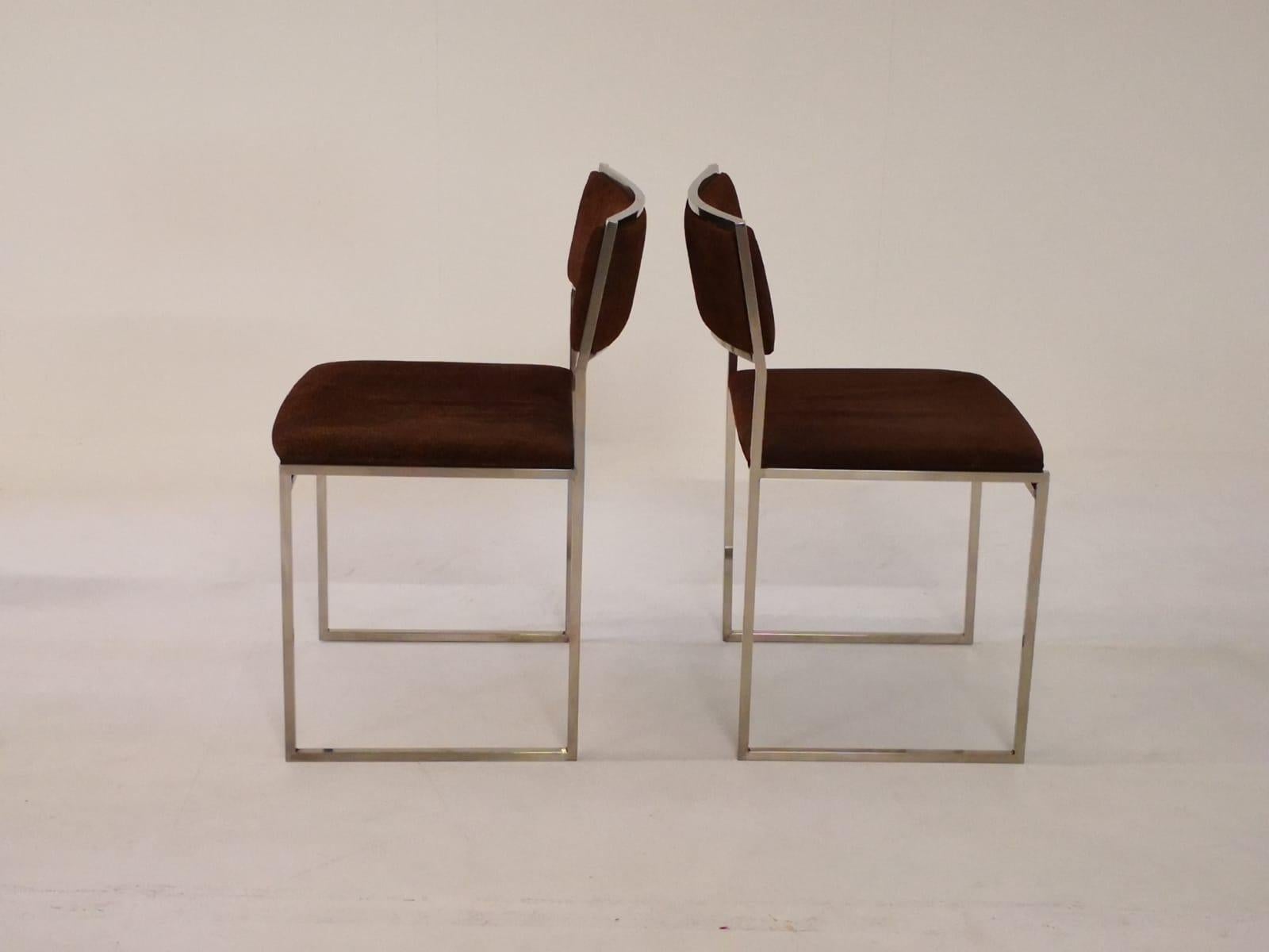 Late 20th Century Mid-Century Modern Italian Set of 4 Chairs by Willy Rizzo, 1970s
