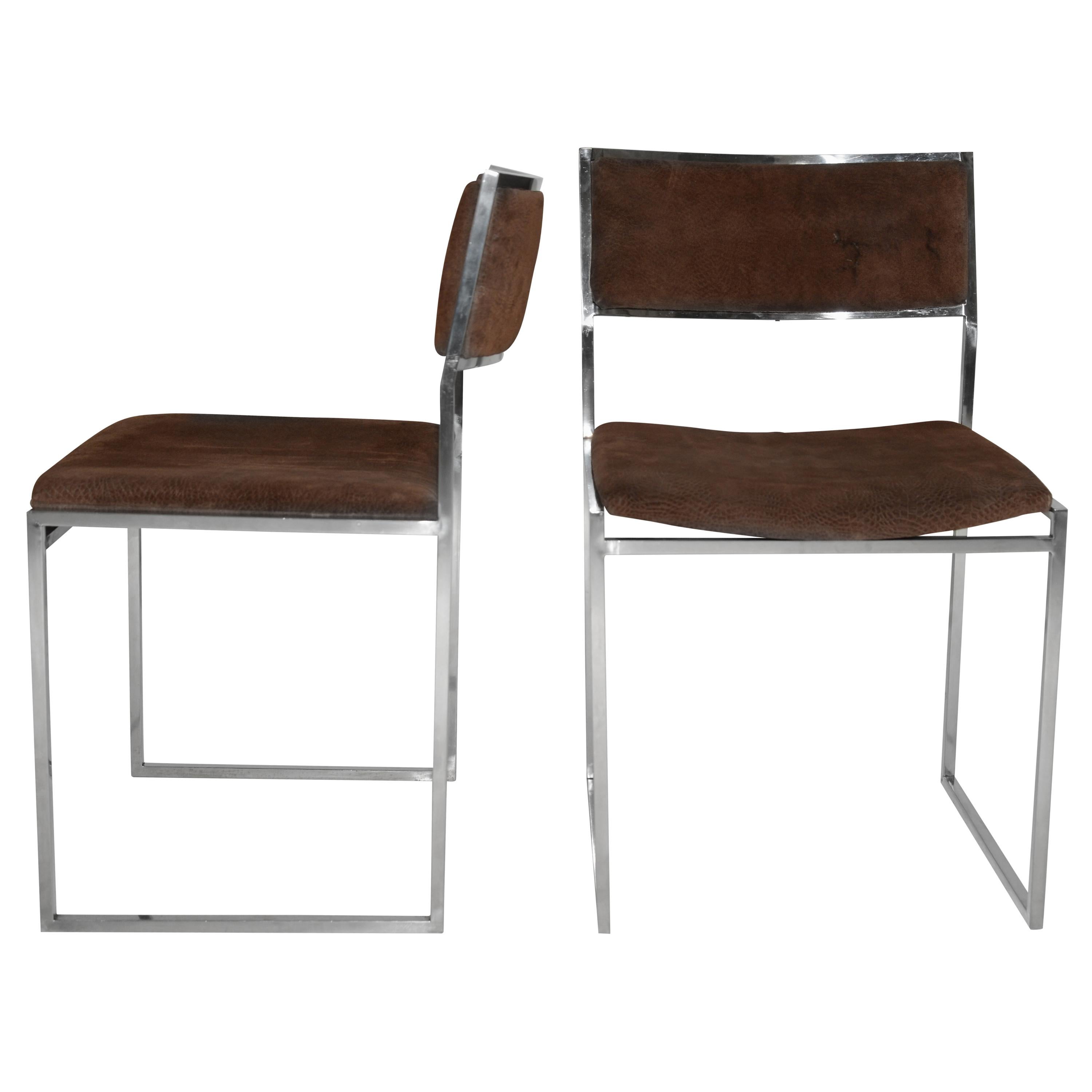 Mid-Century Modern Italian Set of 4 Chairs by Willy Rizzo, 1970s