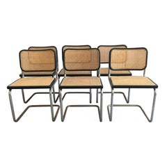 Mid-Century Modern Italian Set of 6 Chrome "Cesca" Chair by Marcel Breuer, 1970s