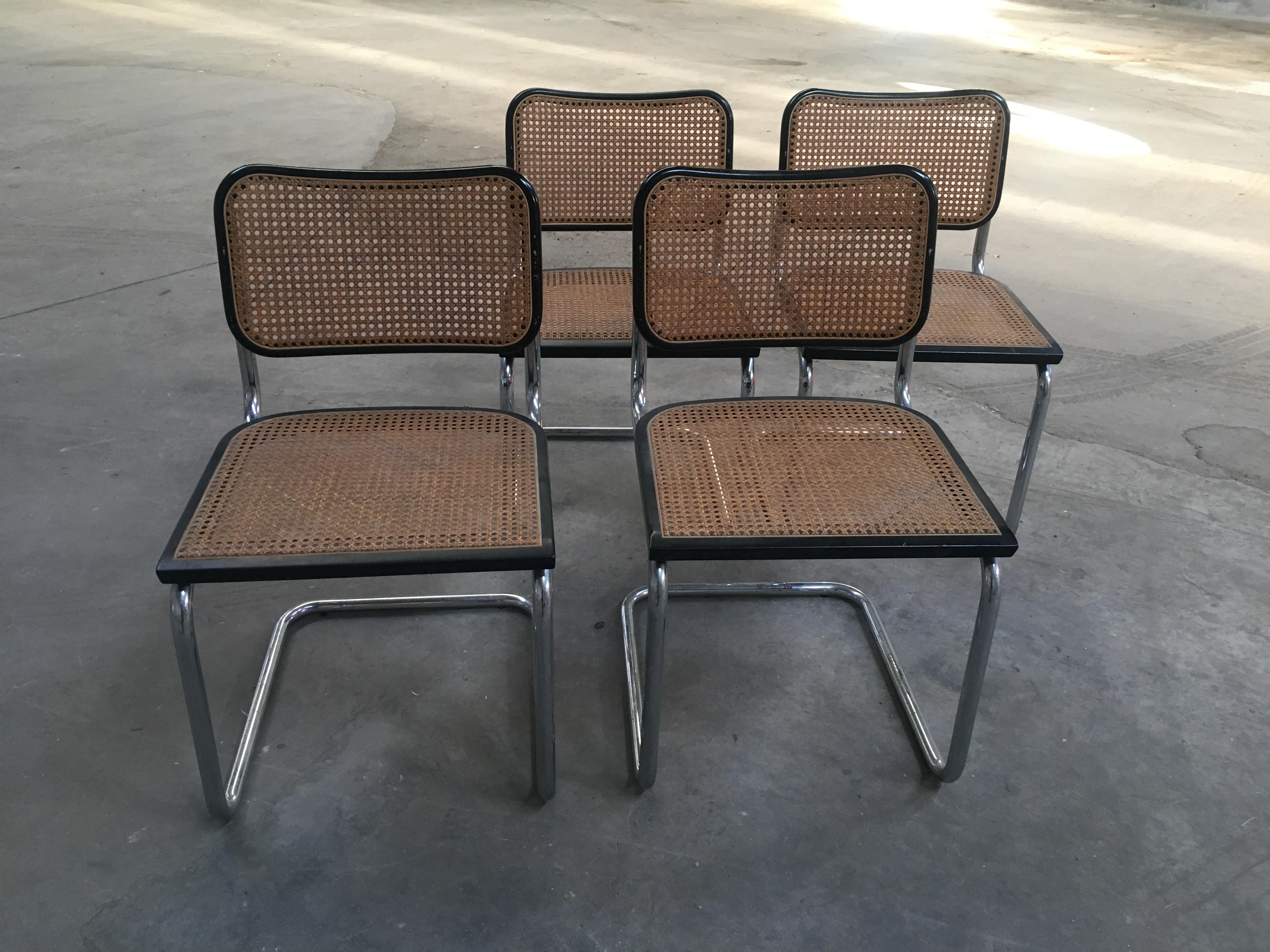 Lacquered Mid-Century Modern Italian Set of 4 Chrome 