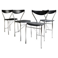 Moderno italiano de mediados de siglo, Juego de 4 sillas de comedor de Citterio Cucine, 1980