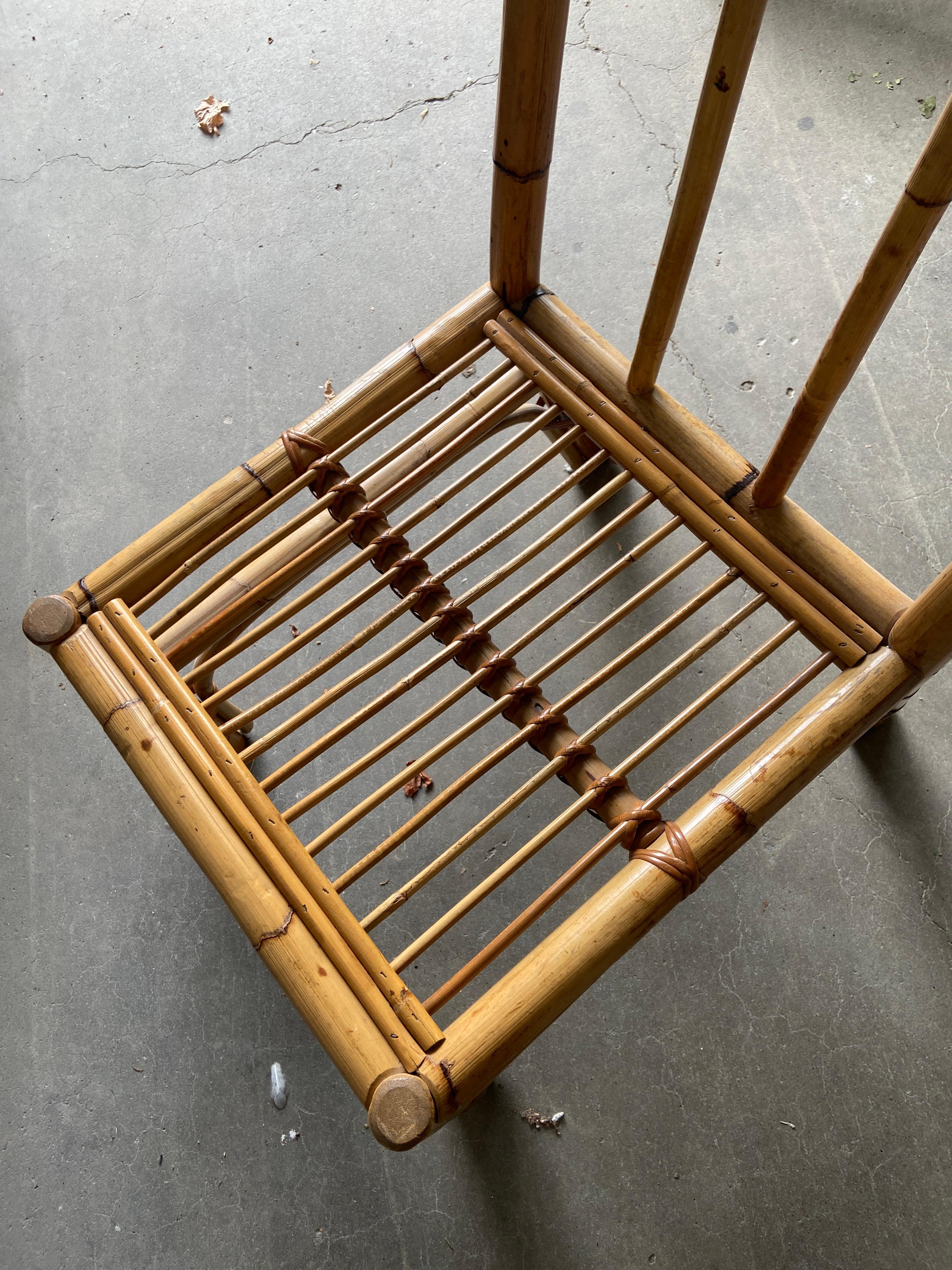 Mid-Century Modern Italian Set of 5 Bamboo and Rattan Chairs, 1970s For Sale 9