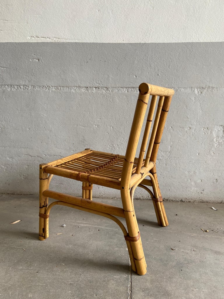 Mid-Century Modern Italian Set of 5 Bamboo and Rattan Chairs, 1970s For ...